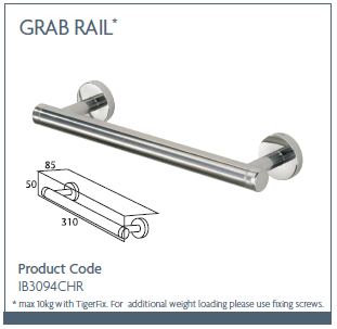 Bathroom accessory grab rail with chrome finish (Product code: IB3094CHR)