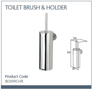 Toilet brush and holder - wall hung, chrome finish.