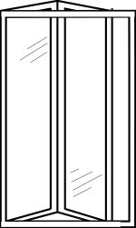 Inward opening bi-fold shower door diagram