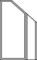 Pivot shower door and inline panel with angle top to fit sloping ceiling