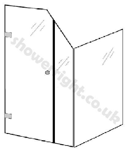 Corner enclosure under a sloping ceiling with short end panel