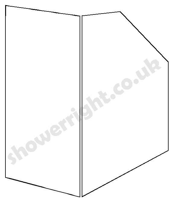 Corner enclosure under a sloping ceiling with tall end panel