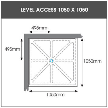 1050mm x 1050mm Level Access shower tray by EASA
