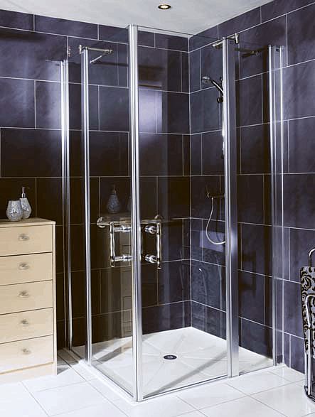EASA Elegance L6 hinged glass shower door with fixed extender panel