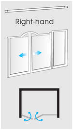1 fixed panel + 2 single panel hinged doors (RH)