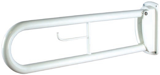 Fold down hinged support rail for WC with toilet roll holder - 760mm