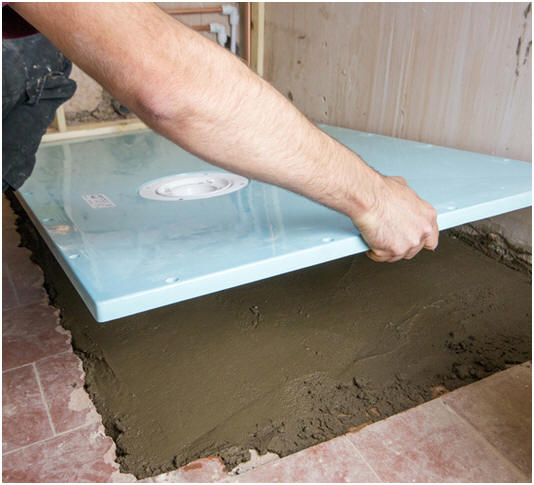Floor formers to create the slope of a wet room shower