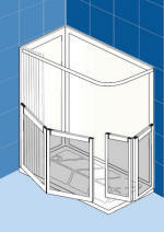 Left handed Impress shower pod with two bi fold half height shower doors