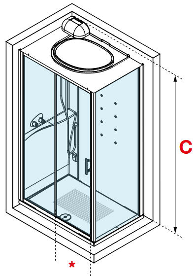 Novellini EON P rectangular shower pod with sliding door access in left hand corner