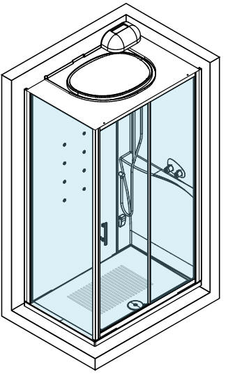 Novellini EON P rectangular shower pod with sliding door access in right hand corner