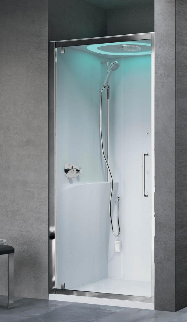 Novellini EON G pivot door shower pod for an alcove