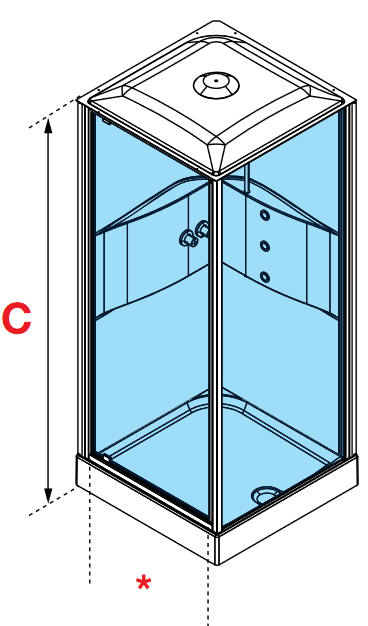 Novellini Media 2.0 GK pivot door shower pod diagram1