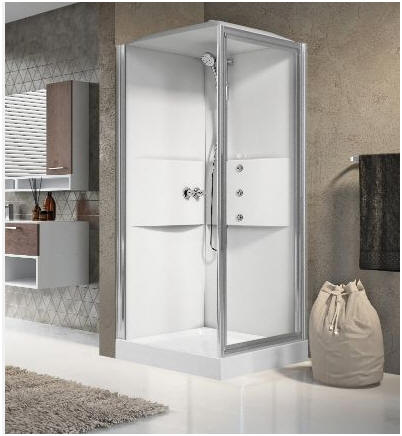 Novellini MEDIA GF corner shower pod with pivot door