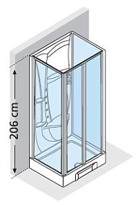 1000mm x 800mm mid wall hydro massage shower pod with inward opening bi-fold door