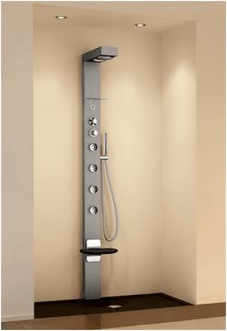 Novellini shower column. An all in one shower tower with spray and body jets inclirporating a seat.