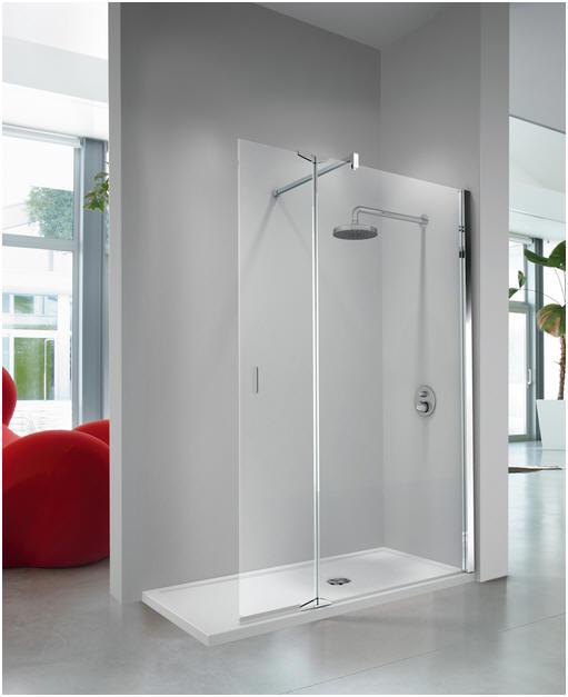 Novellini Kuadra H2 walk in shower screen with integrated flipper panel