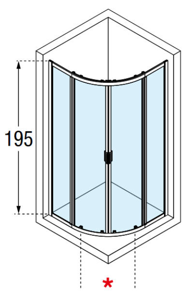 Novellini LUNES 2.0 R framed quadrant shower enclosure diagram 1