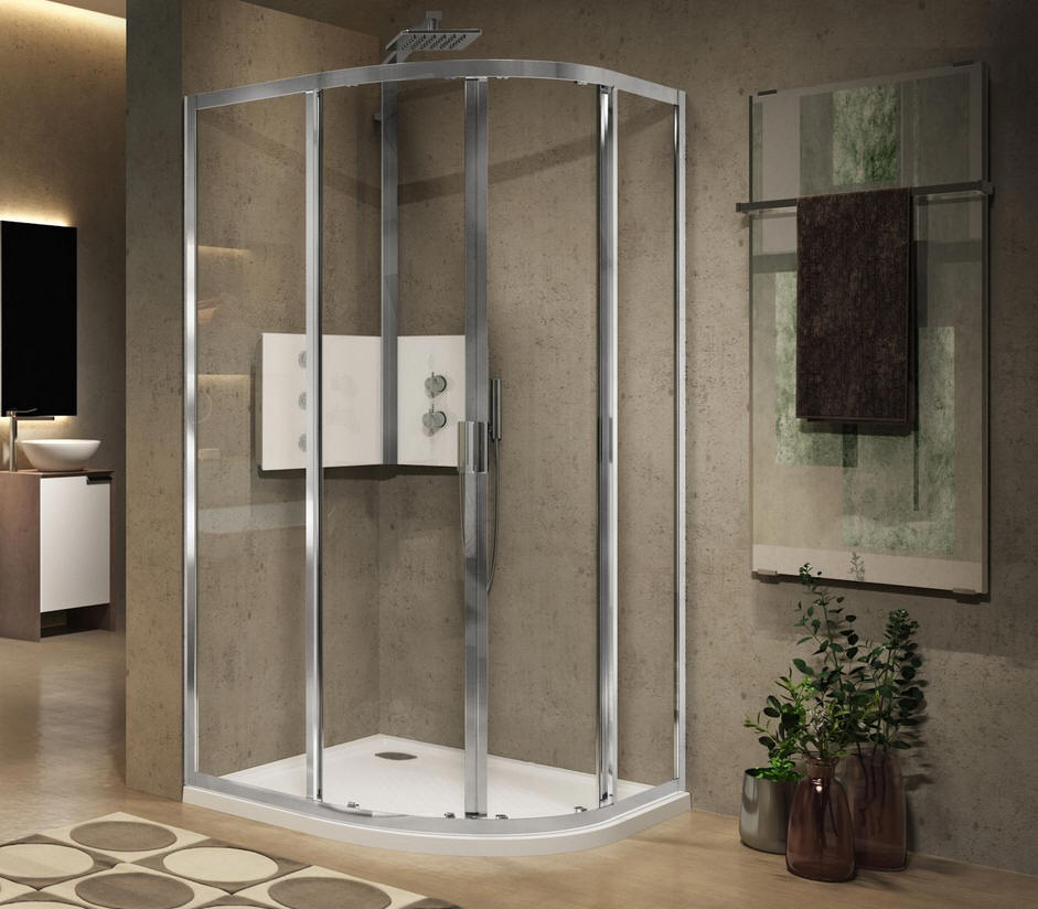 Novellini LUNES 2.0 R framed quadrant shower enclosure available in corner or offset corner models.