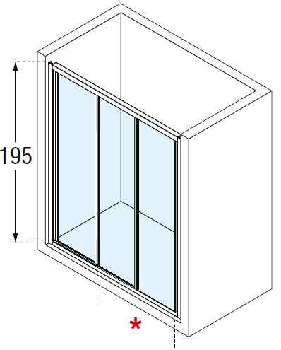Novellini Lunes 2.0 3P three panel framed sliding shower door diagram 1