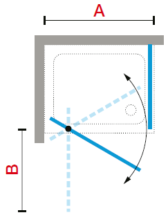 Novellini Lunes 2 G corner enclosure pivot shower door diagram