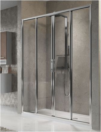 Novellini LUNES 2A extra wide shower enclosure with 2 sliding doors and 2 fixed panels