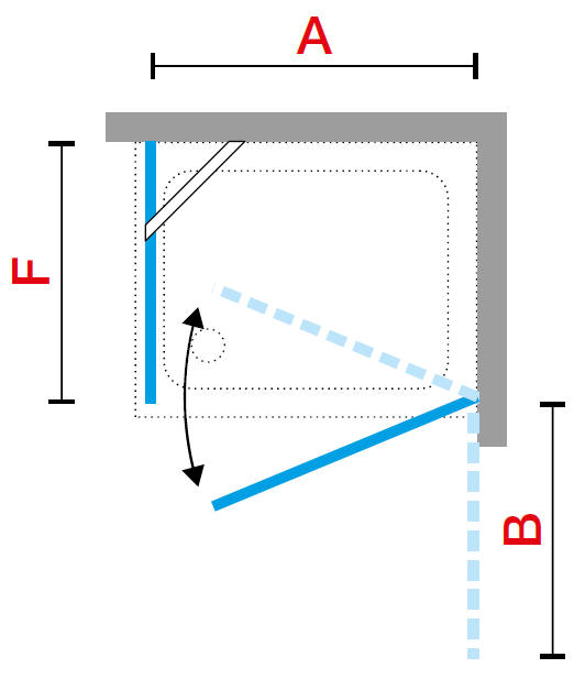 Novellini N180 G + F shower enclosure diagram