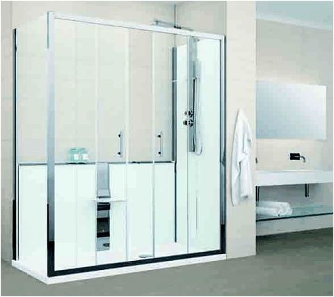 Replace your bath with a full sized shower enclosure that takes up the same footprint.