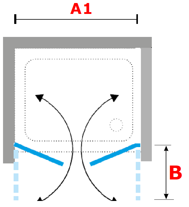 Novellini YOUNG 2B saloon style shower door diagram 3