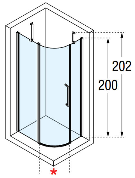 Novellini YOUNG R1 Offset quadramt shower enclosure diagram 1