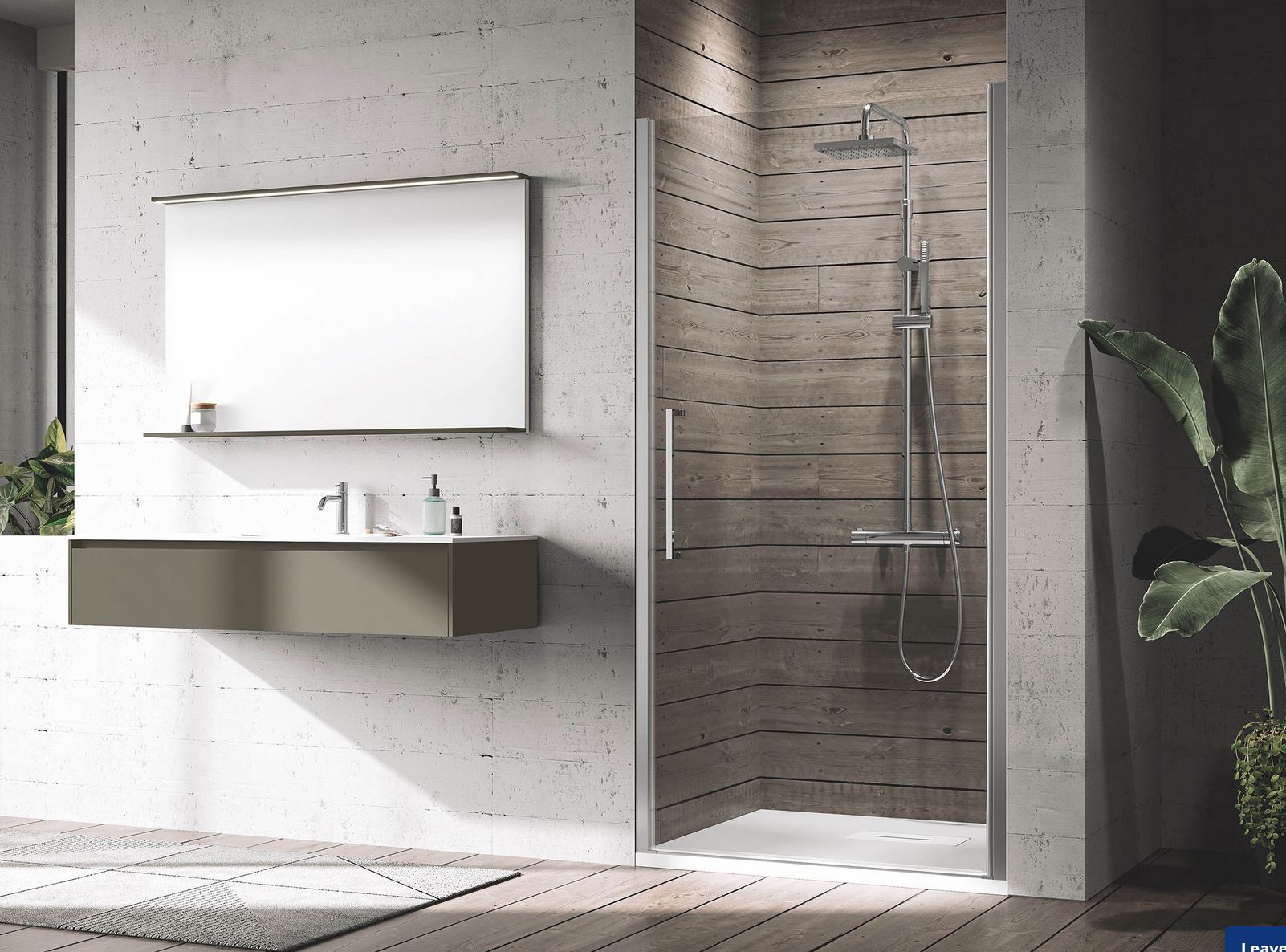 Novellini YOUNG 1B - Semi-frameless hinged shower door suitable for alcove or corner shower enclosure