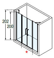Novellini extra large alcove shower enclosure with sliding doors diagram