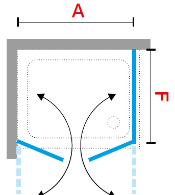 Novellini YOUNG 2B saloon style shower door diagram 2