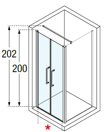 Novellini YOUNG 2B saloon style shower door diagram 1