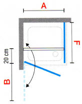 Novellini Young 2 (F1B) corner shower enclosure diagram (1)
