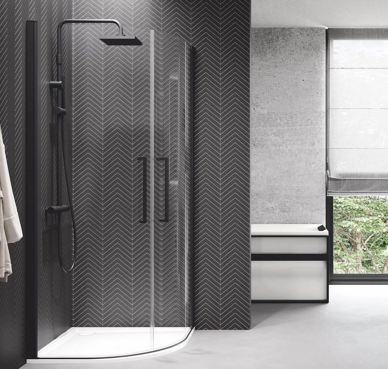 Novellini YOUNG R2 Lux - luxury quadrant shower enclosure with twin doors