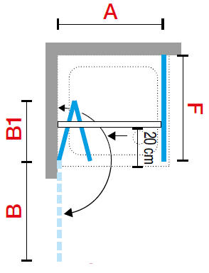 Novellini GS bi-folding shower door in left hand corner