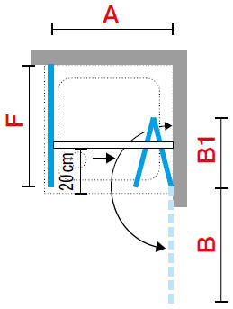 Novellini GS bi-folding shower door in right hand corner