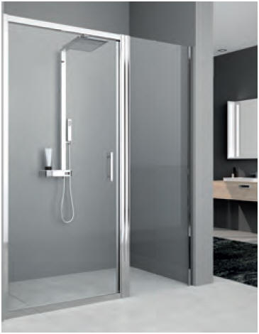 Novellini ZEPHYROS 2.0 F Special 5. Customer in line,m laterall wall fixing and closed profile shower panels.