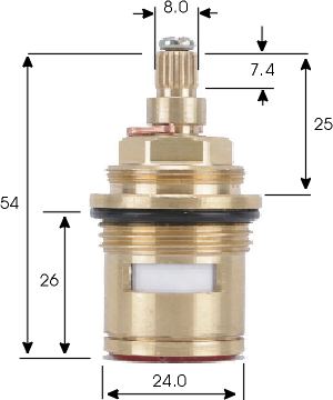 Replacement 3/4" (three quarter inch BSP) ceramic disk tap valve.