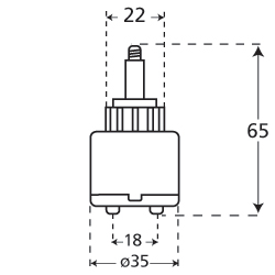 Replacement 35mm joystick operated tap cartridge diagram