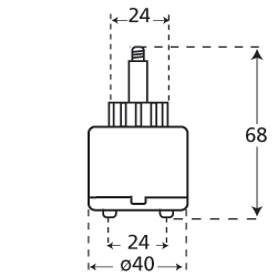 A replacement 40mm joystick tap cartridge diagram