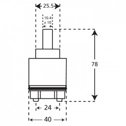 Open Outlet Ceramic Disk Monobloc 40mm Tap Cartridge - diagram