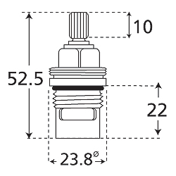 Filter Tap cartridge diagram - ceramic disc quarter turn for drinking water