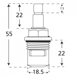 Replacement 1/2" BSP quarter turn tap valve with 24 teeth diagram