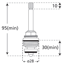3/4" long stem standard tap valve diagram (washer type)