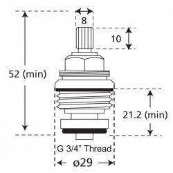 Standard 3/4" replacement tap valve diagram