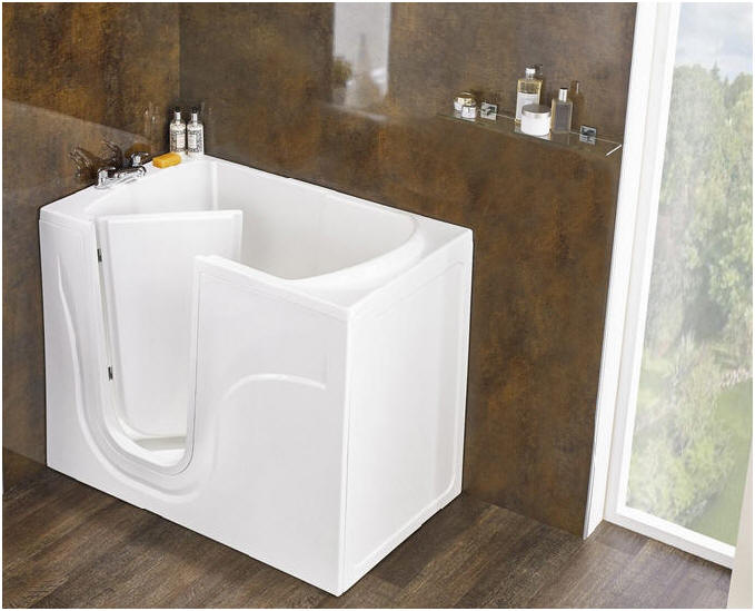 Upright tub style walk in baths. A bath with a door for easy access and higher seat