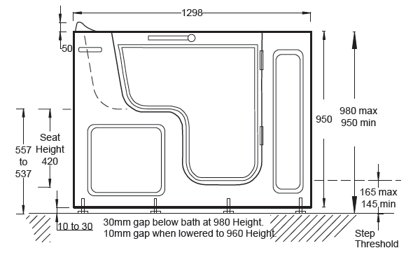 Tranquility walk in bath diagram 1