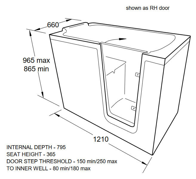 Priya tub style bath diagram 1