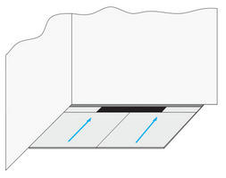 Diagram showing the modular wet room shower floor system with an extra wide linear waste gully against the wall